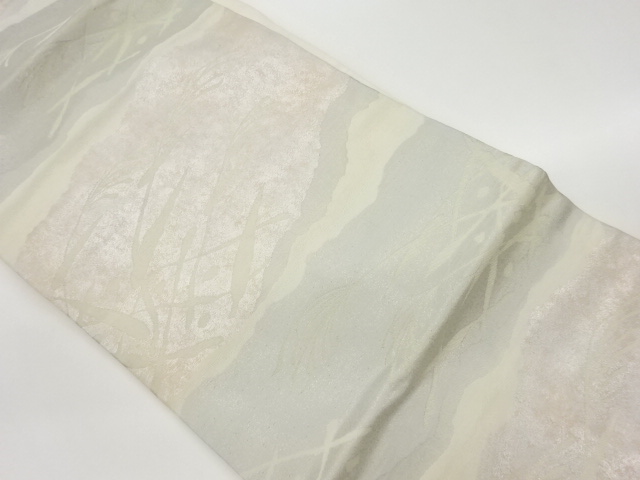 リサイクル　引箔芒に横段・道長取り模様織出し名古屋帯